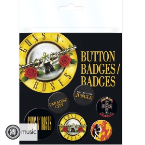 Guns N Roses - Button Badges Lyrics And Logos 6 pack i gruppen Minishops / Guns N Roses hos Bengans Skivbutik AB (1251954)