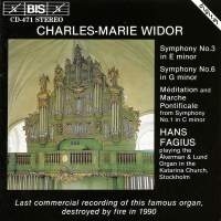 Widor Charles-Marie - Organ Symphony 3 + 6 i gruppen VI TIPSER / Julegavetips CD hos Bengans Skivbutik AB (2006864)