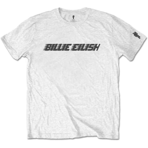 Billie Eilish - Black Racer Logo Uni Wht i gruppen MERCH / T-Shirt / Rockoff_Nya April24 hos Bengans Skivbutik AB (3808675r)