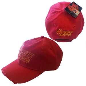 David Bowie - Flash Logo Red Baseball C i gruppen MERCHANDISE / Merch / Pop-Rock hos Bengans Skivbutik AB (3921730)