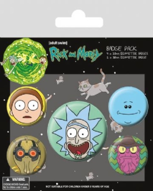 Rick and Morty - Rick and Morty (Heads) Badge Pack i gruppen CDON - Exporterade Artiklar_Manuellt / Merch_CDON_exporterade hos Bengans Skivbutik AB (3944346)