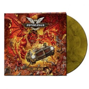 Motorjesus - Hellbreaker (Orange/Black Marbled V i gruppen VINYL / Metal/ Heavy metal hos Bengans Skivbutik AB (3989947)