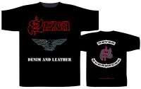 Saxon - T/S Denim & Leather (L) i gruppen MERCHANDISE / Merch / Metal hos Bengans Skivbutik AB (4031056)