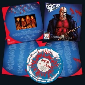 Razor - Shotgun Justice (Blue/White/Red Spl i gruppen VINYL / Metal/ Heavy metal hos Bengans Skivbutik AB (4206857)