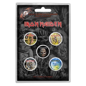 Iron Maiden - The Faces Of Eddie Button Badge Pack i gruppen MERCHANDISE / Accessoarer / Metal hos Bengans Skivbutik AB (4271712)