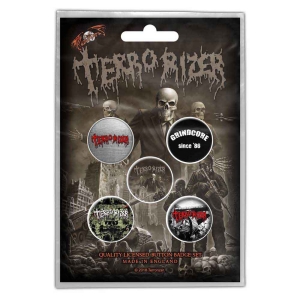 Terrorizer - Caustic Attack Retail Packed Button Badg i gruppen MERCHANDISE / Accessoarer / Metal hos Bengans Skivbutik AB (4271721)