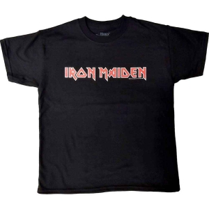 Iron Maiden - Logo Boys T-Shirt Bl i gruppen MERCHANDISE / Merch / Metal hos Bengans Skivbutik AB (4287493r)