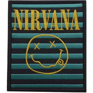 Nirvana - Logo & Smiley Stripes Woven Patch i gruppen MERCHANDISE / Merch / Metal hos Bengans Skivbutik AB (4294312)