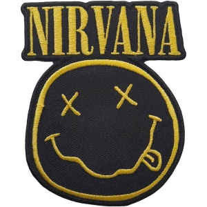 Nirvana - Logo & Smiley Cut-Out Woven Patch i gruppen MERCHANDISE / Merch / Metal hos Bengans Skivbutik AB (4294313)