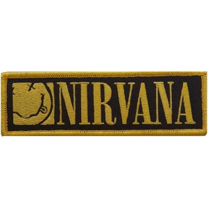 Nirvana - Logo & Smiley Bordered Woven Patch i gruppen MERCHANDISE / Merch / Metal hos Bengans Skivbutik AB (4294314)