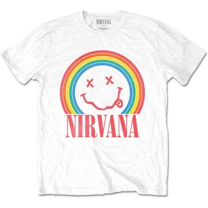 Nirvana - Smiley Rainbow Uni Wht i gruppen MERCH / T-Shirt / Rockoff_Nya April24 hos Bengans Skivbutik AB (4307247r)