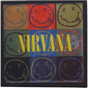 Nirvana - Distressed Smiley Blocks Printed Patch i gruppen MERCHANDISE / Merch / Metal hos Bengans Skivbutik AB (4400550)