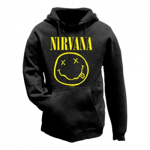 Nirvana - Unisex Pullover Hoodie: Yellow Happy Fac i gruppen MERCHANDISE / Hoodies / Pop-Rock hos Bengans Skivbutik AB (4414402r)