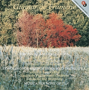 Frumerie Gunnar De - Musica Per Nove Variationer Och Fug i gruppen Externt_Lager / Naxoslager hos Bengans Skivbutik AB (544919)