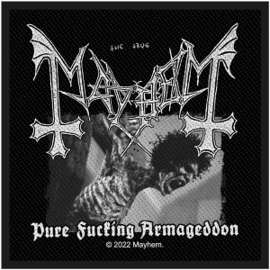 Mayhem - Pure Fucking Armageddon Standard Patch i gruppen MERCHANDISE / Accessoarer / Metal hos Bengans Skivbutik AB (5513961)