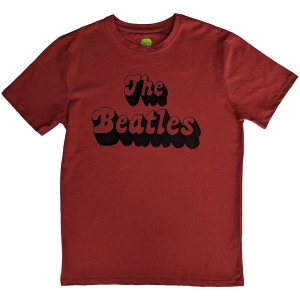 The Beatles - Text Logo Shadow Uni Red i gruppen MERCH / T-Shirt / Rockoff_Nya April24 hos Bengans Skivbutik AB (5519230r)