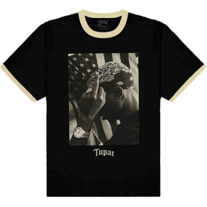 Tupac - Flag Photo Ringer Uni Bl i gruppen MERCHANDISE / T-shirt / Hip Hop-Rap hos Bengans Skivbutik AB (5524817r)