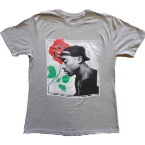 Tupac - Rose Uni Grey i gruppen MERCHANDISE / T-shirt / Hip Hop-Rap hos Bengans Skivbutik AB (5524820r)