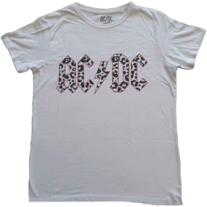 Ac/Dc - Mono Leopard Print Logo Lady Wht i gruppen MERCH / Minsishops-merch / Ac/Dc hos Bengans Skivbutik AB (5525427r)