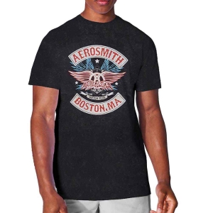 Aerosmith - Boston Pride Snow Wash Uni Bl i gruppen MERCH / T-Shirt / Rockoff_Nya April24 hos Bengans Skivbutik AB (5525782r)