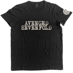 Avenged Sevenfold - Logo & Deathbat App Slub Uni Bl i gruppen MERCH / T-Shirt / Rockoff_Nya April24 hos Bengans Skivbutik AB (5526280r)