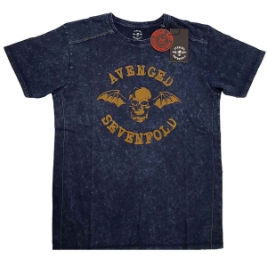 Avenged Sevenfold - Logo Snow Wash Uni Navy i gruppen MERCH / T-Shirt / Rockoff_Nya April24 hos Bengans Skivbutik AB (5526472r)