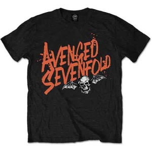 Avenged Sevenfold - Orange Splatter Logo Uni Bl i gruppen MERCH / T-Shirt / Rockoff_Nya April24 hos Bengans Skivbutik AB (5526503r)