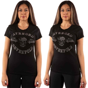 Avenged Sevenfold - Deathbat Diamante Lady Bl i gruppen MERCH / T-Shirt / Rockoff_Nya April24 hos Bengans Skivbutik AB (5526504r)