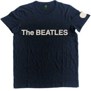 The Beatles - Logo & Apple App Slub Uni Navy i gruppen MERCH / T-Shirt / Rockoff_Nya April24 hos Bengans Skivbutik AB (5527415r)