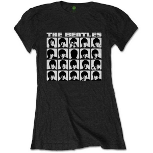 The Beatles - Hard Days Night Faces Mono Lady Bl i gruppen MERCH / T-Shirt / Rockoff_Nya April24 hos Bengans Skivbutik AB (5527435r)