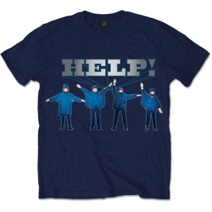 The Beatles - Help Silver Logo Uni Navy i gruppen MERCH / T-Shirt / Rockoff_Nya April24 hos Bengans Skivbutik AB (5527793r)