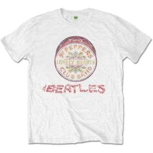 The Beatles - Flowers Logo & Drum Uni Wht i gruppen MERCH / T-Shirt / Rockoff_Nya April24 hos Bengans Skivbutik AB (5528296r)