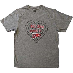 The Beatles - All You Need Is Love Heart Uni Grey i gruppen MERCH / T-Shirt / Rockoff_Nya April24 hos Bengans Skivbutik AB (5529005r)