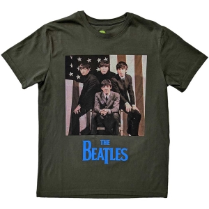 The Beatles - Us Flag Photo Uni Green i gruppen MERCH / T-Shirt / Rockoff_Nya April24 hos Bengans Skivbutik AB (5529021r)