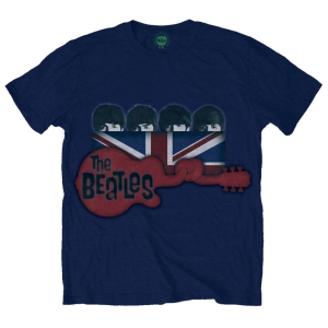 The Beatles - Guitar & Flag Uni Navy i gruppen MERCH / T-Shirt / Rockoff_Nya April24 hos Bengans Skivbutik AB (5529042r)