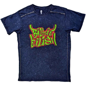 Billie Eilish - Graffiti Snow Wash Uni Navy i gruppen MERCH / T-Shirt / Rockoff_Nya April24 hos Bengans Skivbutik AB (5529462r)