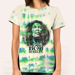 Bob Marley - B&W Logo Uni Wht Dip-Dye i gruppen MERCHANDISE / T-shirt / Reggae hos Bengans Skivbutik AB (5529833r)