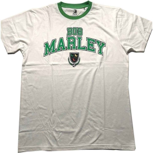 Bob Marley - Collegiate Crest Ringer Uni Wht i gruppen MERCHANDISE / T-shirt / Reggae hos Bengans Skivbutik AB (5529846r)