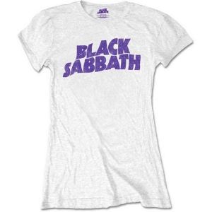 Black Sabbath - Packaged Wavy Logo Lady Wht i gruppen MERCH / T-Shirt / Rockoff_Nya April24 hos Bengans Skivbutik AB (5530701r)