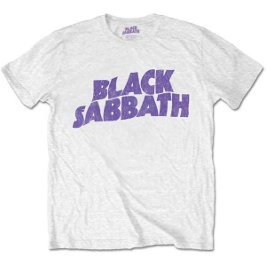 Black Sabbath - Packaged Wavy Logo Uni Wht i gruppen MERCH / T-Shirt / Rockoff_Nya April24 hos Bengans Skivbutik AB (5530702r)