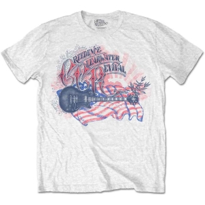 Creedence Clearwater Revival - Guitar & Flag Uni Wht i gruppen MERCH / T-Shirt / Rockoff_Nya April24 hos Bengans Skivbutik AB (5531071r)