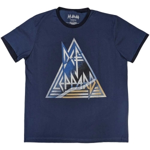 Def Leppard - Triangle Logo Ringer Uni Denim i gruppen MERCH / T-Shirt / Rockoff_Nya April24 hos Bengans Skivbutik AB (5531364r)