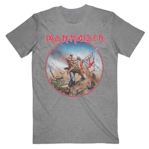 Iron Maiden - Vtge Trooper Circle Uni Grey i gruppen MERCH / T-Shirt / Rockoff_Nya April24 hos Bengans Skivbutik AB (5532333r)