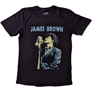 James Brown - Holding Mic Uni Bl i gruppen MERCH / T-Shirt / Rockoff_Nya April24 hos Bengans Skivbutik AB (5532670r)