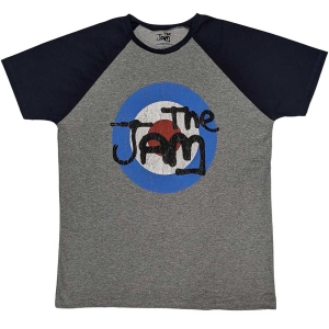 The Jam - Vintage Logo Uni Grey/Navy Raglan: i gruppen MERCH / T-Shirt / Rockoff_Nya April24 hos Bengans Skivbutik AB (5532679r)