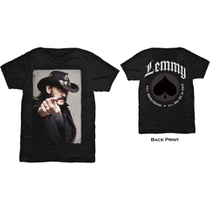 Lemmy - Pointing Photo Uni Bl i gruppen MERCH / T-Shirt / Rockoff_Nya April24 hos Bengans Skivbutik AB (5532712r)