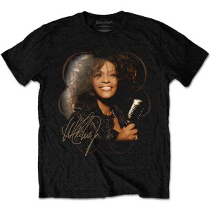 Whitney Houston - Vintage Mic Photo Uni Bl i gruppen MERCHANDISE / T-shirt / Pop-Rock hos Bengans Skivbutik AB (5533472r)