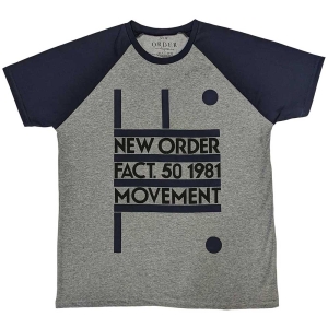 New Order - Movement Grey/Navy Raglan T-Shirt i gruppen MERCH / T-Shirt / Rockoff_Nya April24 hos Bengans Skivbutik AB (5535337r)