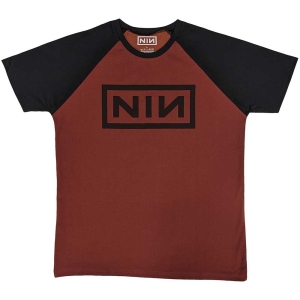 Nine Inch Nails - Classic Logo Uni Red/Bl Raglan: i gruppen MERCH / T-Shirt / Rockoff_Nya April24 hos Bengans Skivbutik AB (5535338r)