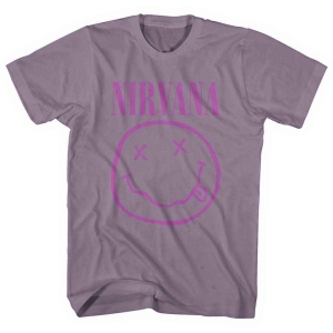 Nirvana - Purple Smiley Uni Pink i gruppen MERCH / T-Shirt / Rockoff_Nya April24 hos Bengans Skivbutik AB (5535349r)